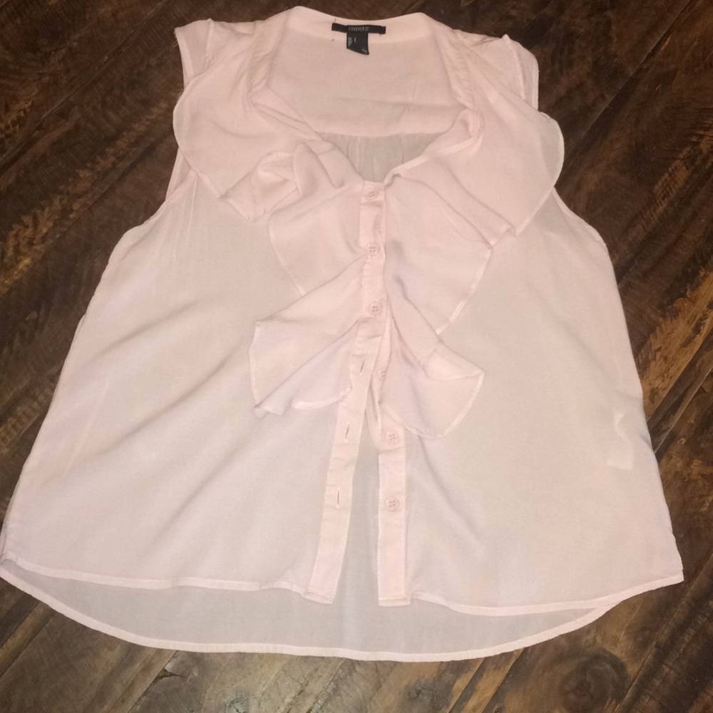 Light pink Forever 21 ruffle blouse size S